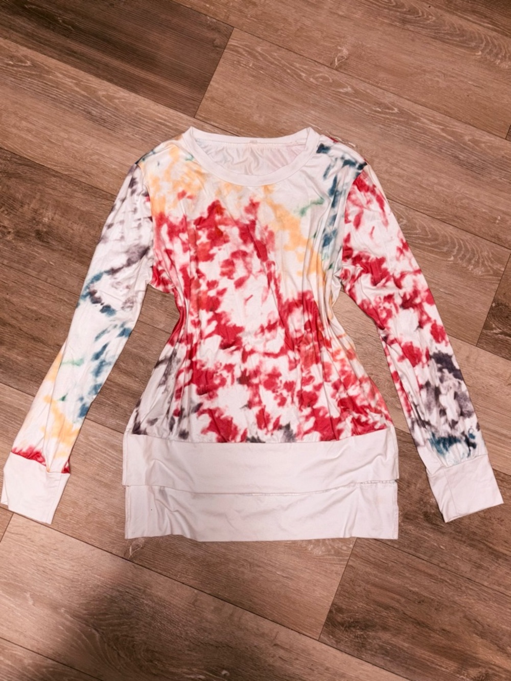 Unique Rainbow Tie-Dye Long Sleeve Swim Coverup